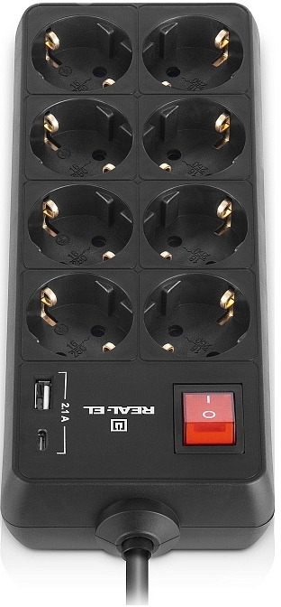 Фільтр живлення REAL-EL RS-Protect 805 1.8м Black (EL122300042) фото2