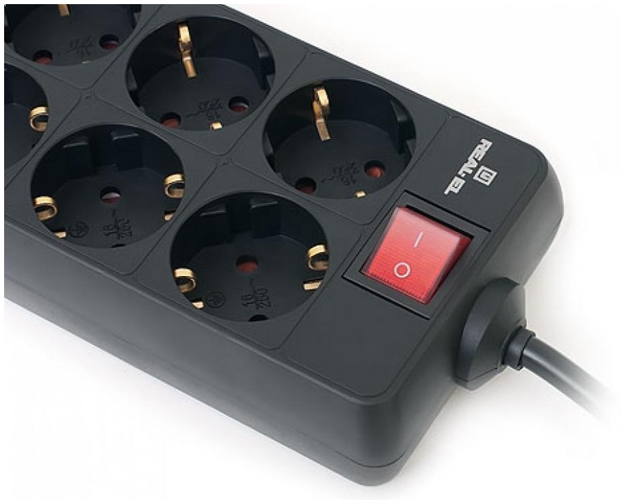 Фільтр живлення REAL-EL RS-8 Protect 1.8 м Black фото