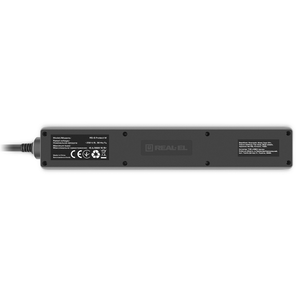 Фільтр живлення REAL-EL RS-6 Protect M 3м Black (EL122300034) фото7