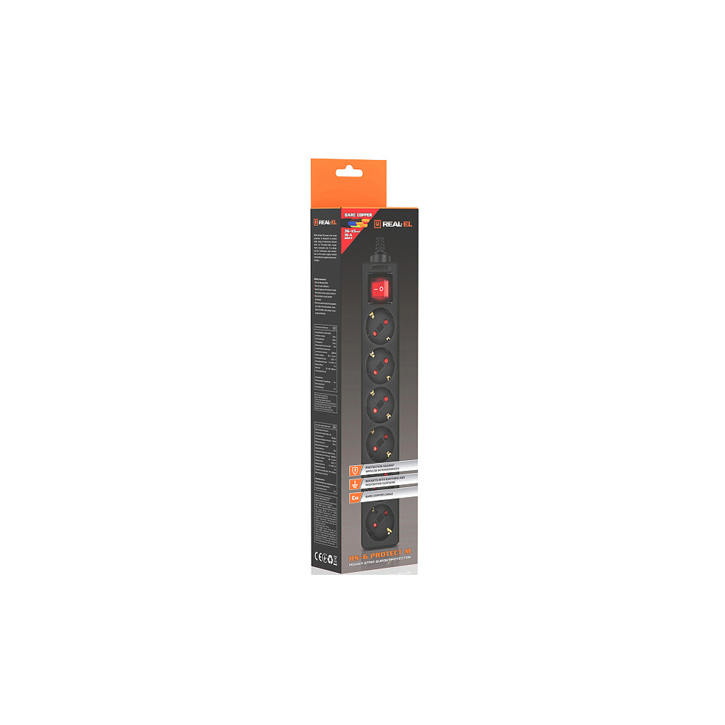 Фільтр живлення REAL-EL RS-6 Protect M 3м Black (EL122300034) фото11