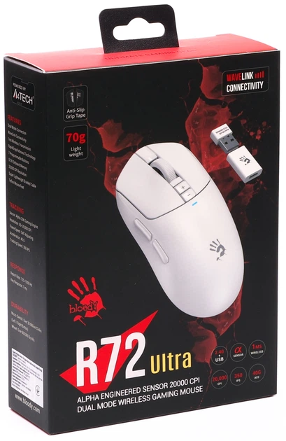Ігрова миша A4Tech Bloody R72 Ultra Wireless/USB White (4711421000901) фото11