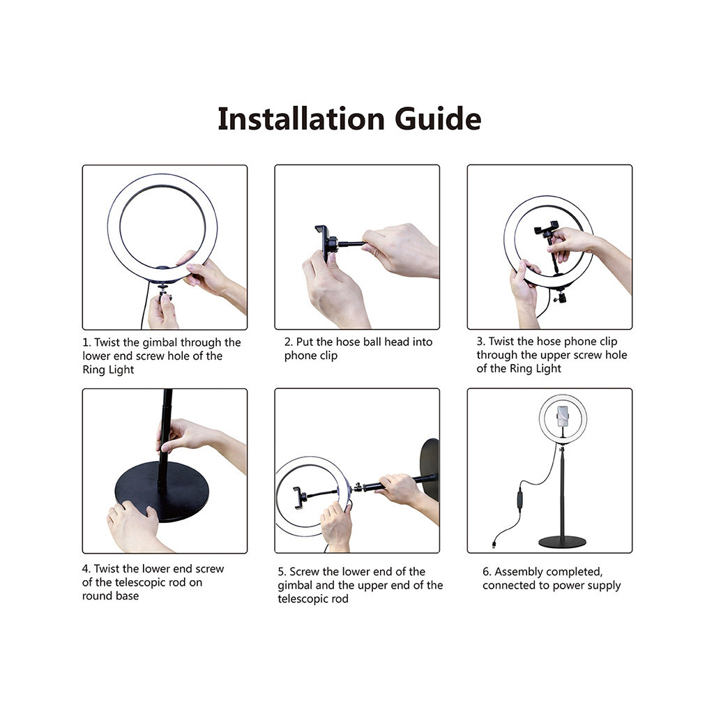 Набір блогера Puluz Ring USB LED lamp 10.2"+ table mount 140cm (PKT3039) фото2