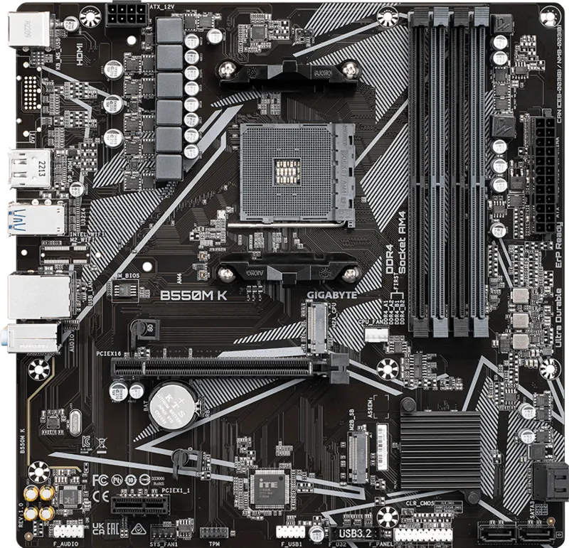 Материнська плата Gigabyte B550M K WF6E Socket AM4 (B550M K WF6E) фото