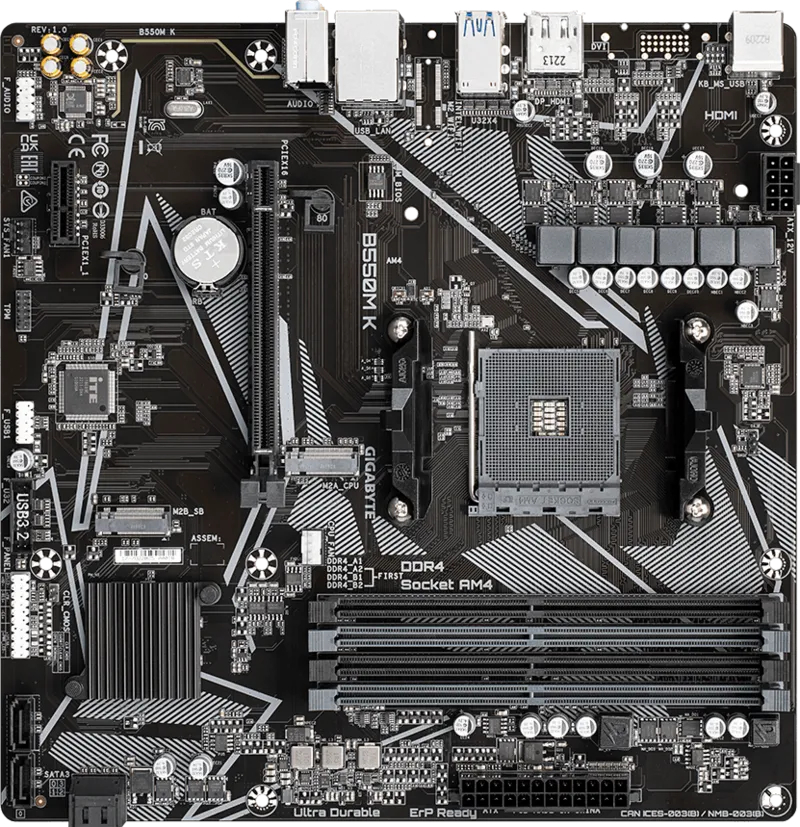 Материнська плата Gigabyte B550M K WF6E Socket AM4 (B550M K WF6E) фото