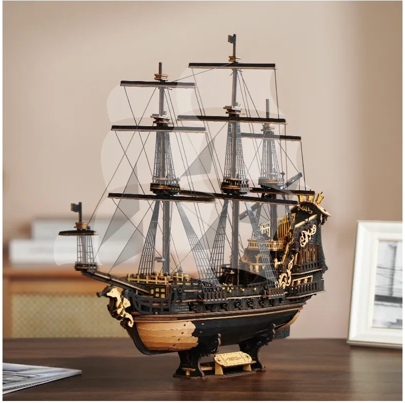 Конструктор Robotime Rokr дерев'яний 3D Барк Морський коник (MCB02) фото4