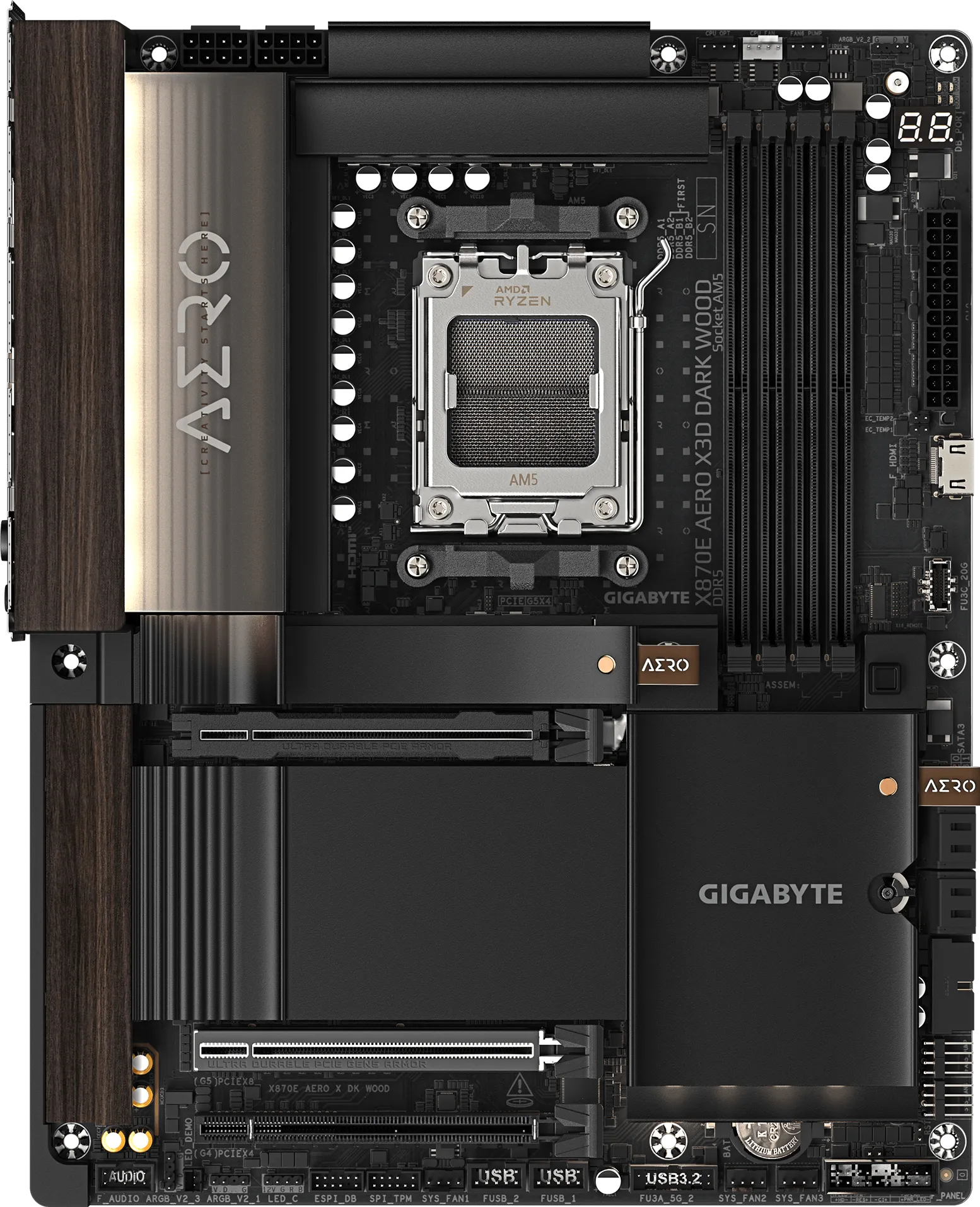 Материнская плата GIGABYTE X870E AERO X3D DARK WOOD (sAM5, AMD X870E, DDR5, ATX) фото2