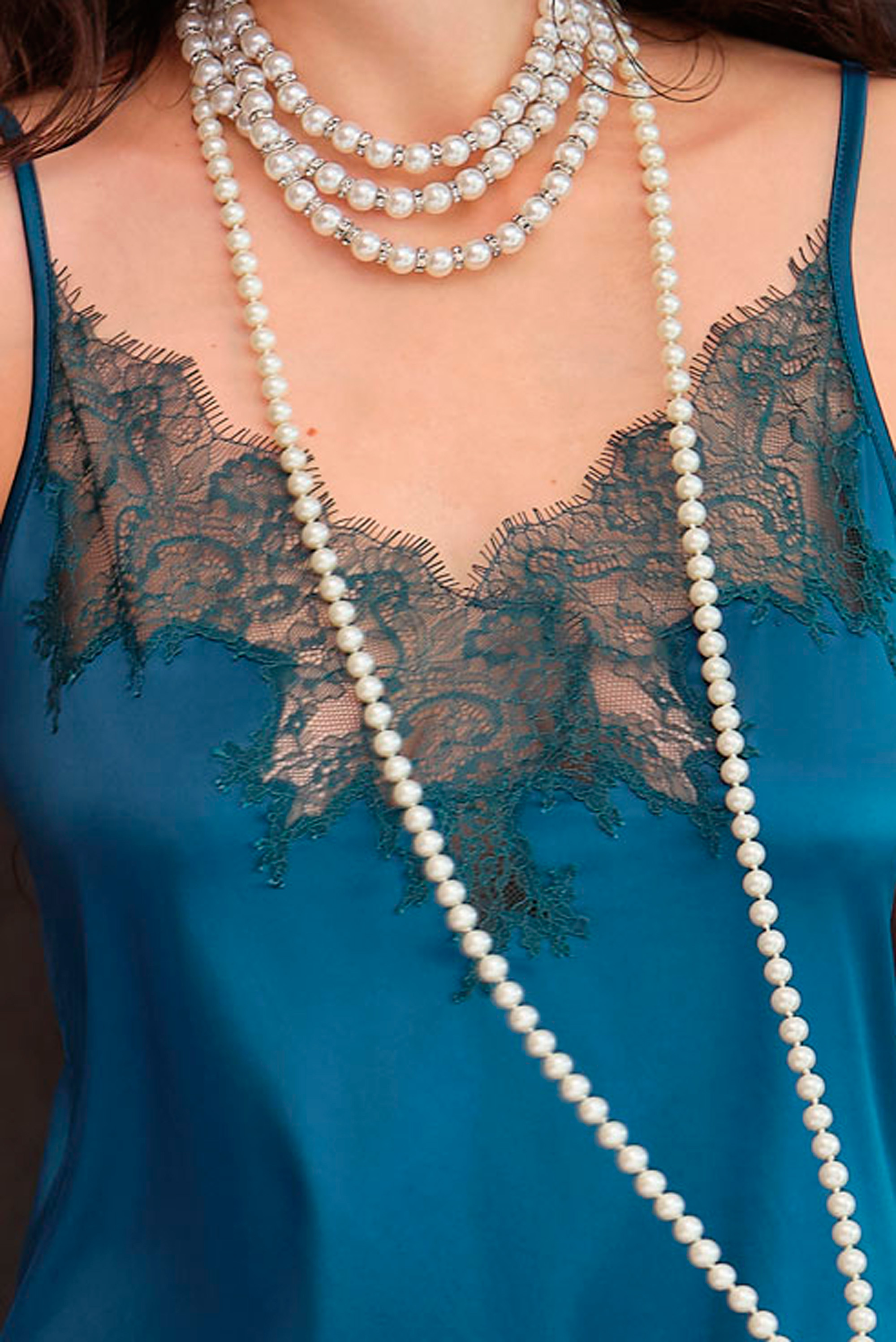 Ночная рубашка женская Effetto Satin Elegance S03407 XL изумрудная фото2
