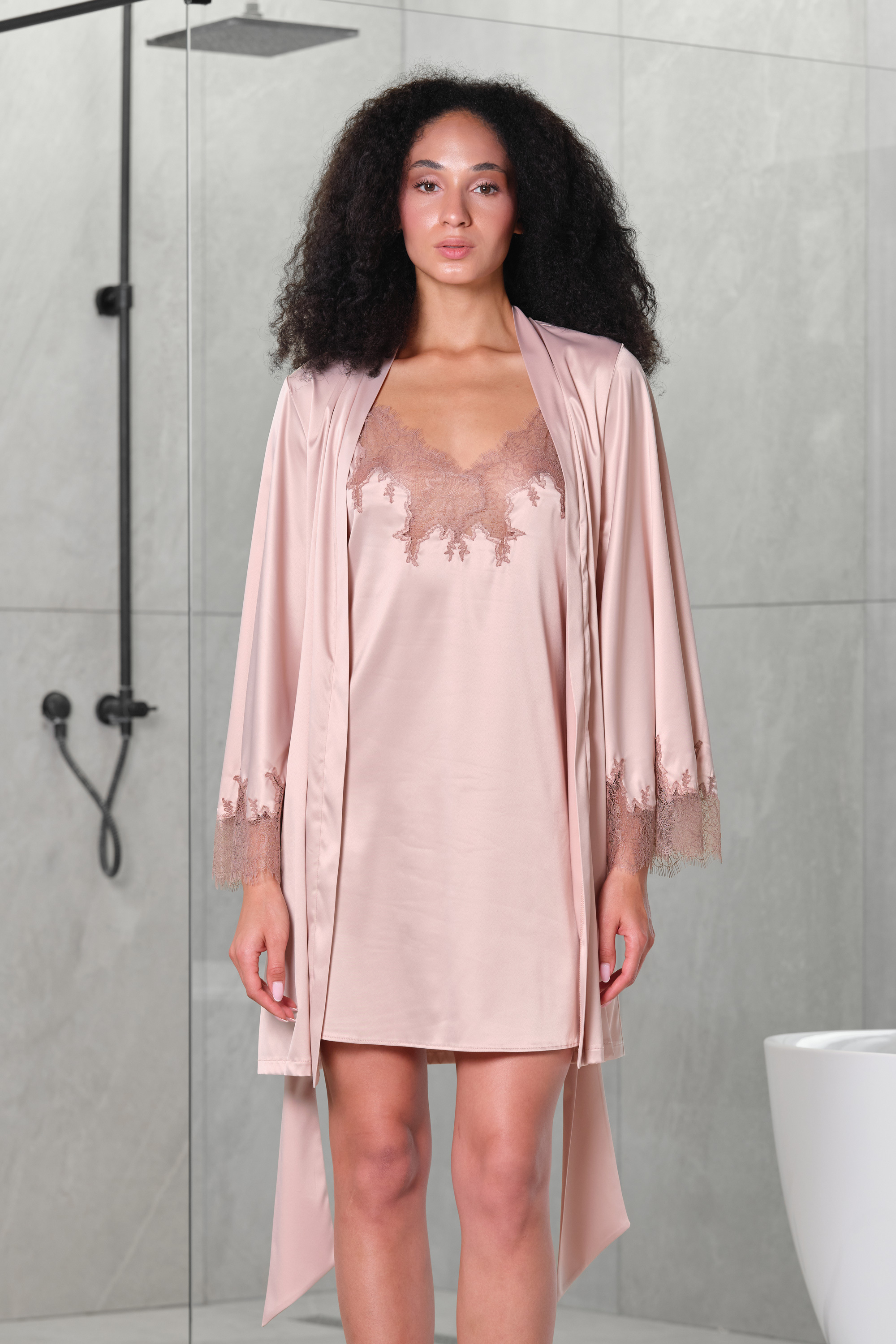 Ночная рубашка женская Effetto Satin Elegance S03407 XL розовая фото6