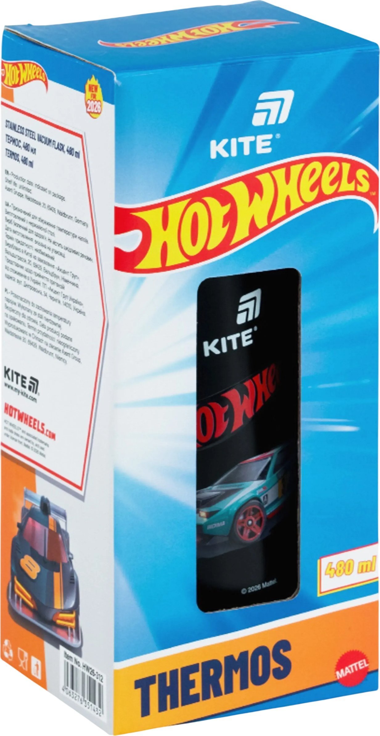 Термос Kite 480 мл, Hot Wheels (HW26-312) фото