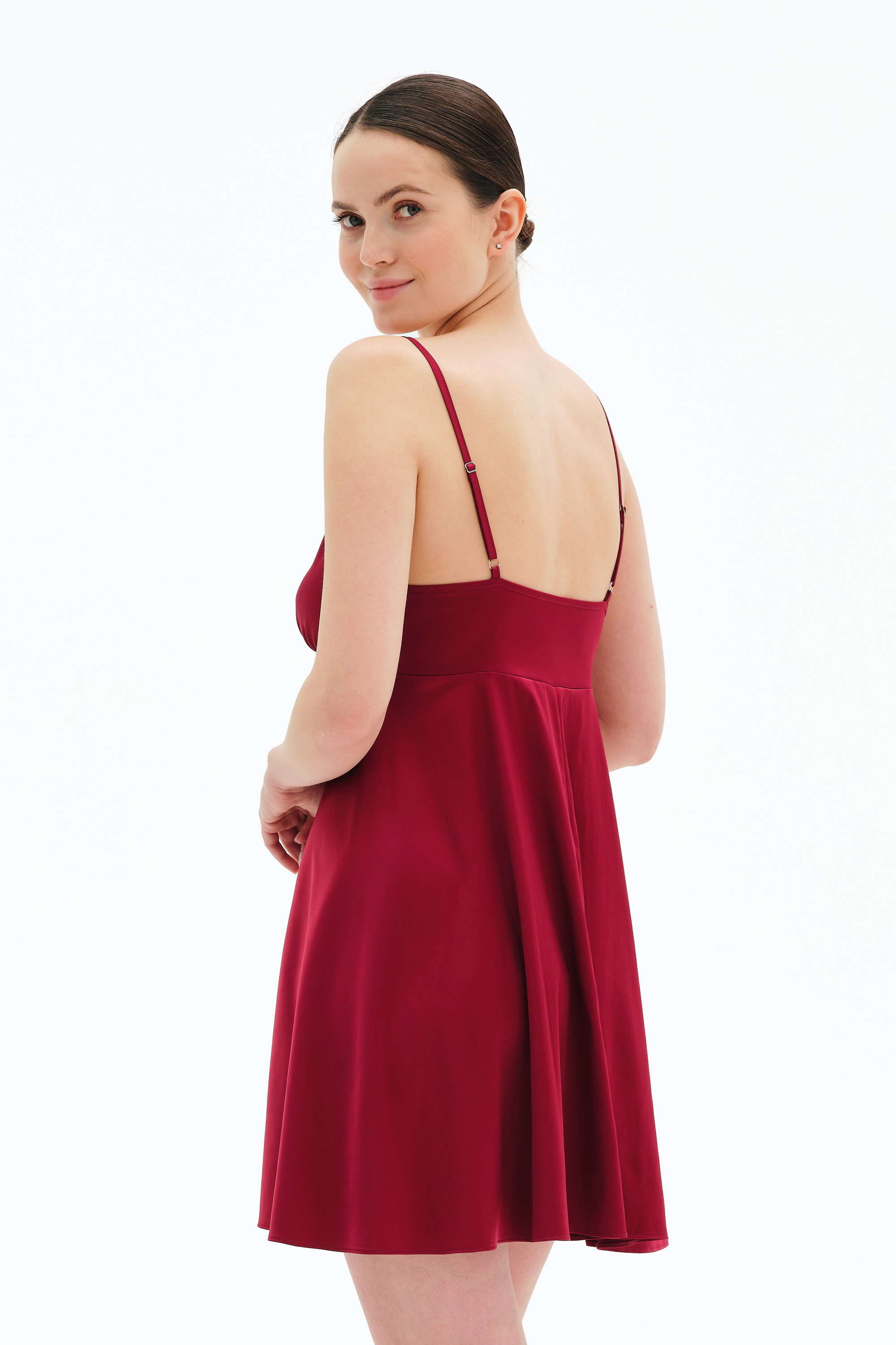 Ночная рубашка женская Effetto Satin Basic S03199 M бордовая фото3