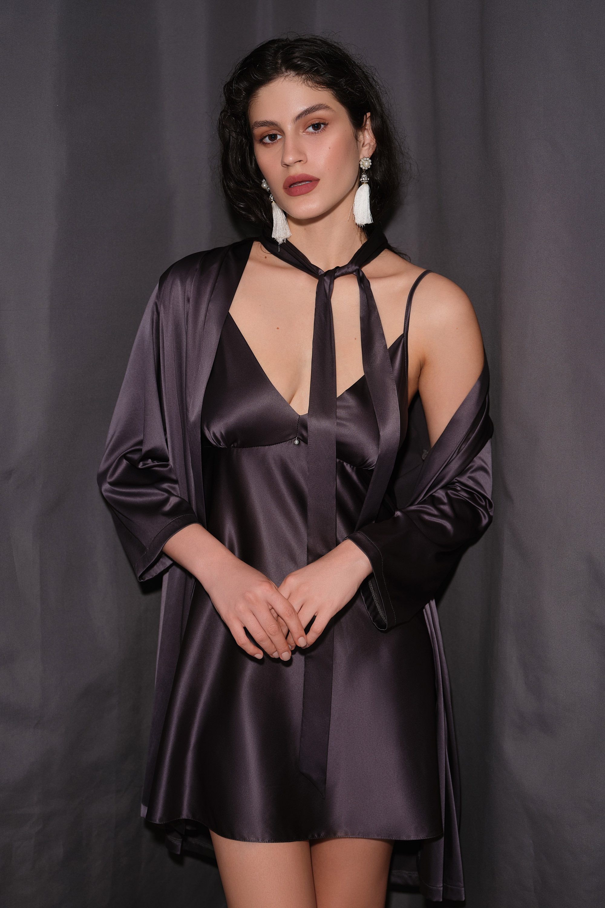 Ночная рубашка женская Effetto Satin Basic S03199 XS серая фото7