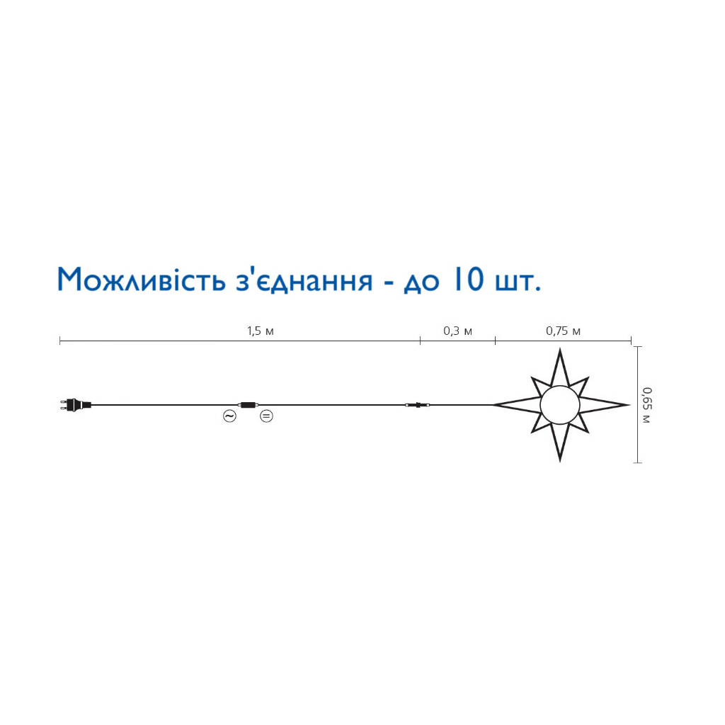 Гирлянда Delux Motif flash Star 65 х 75 см белый IP44 EN (90012985) фото2