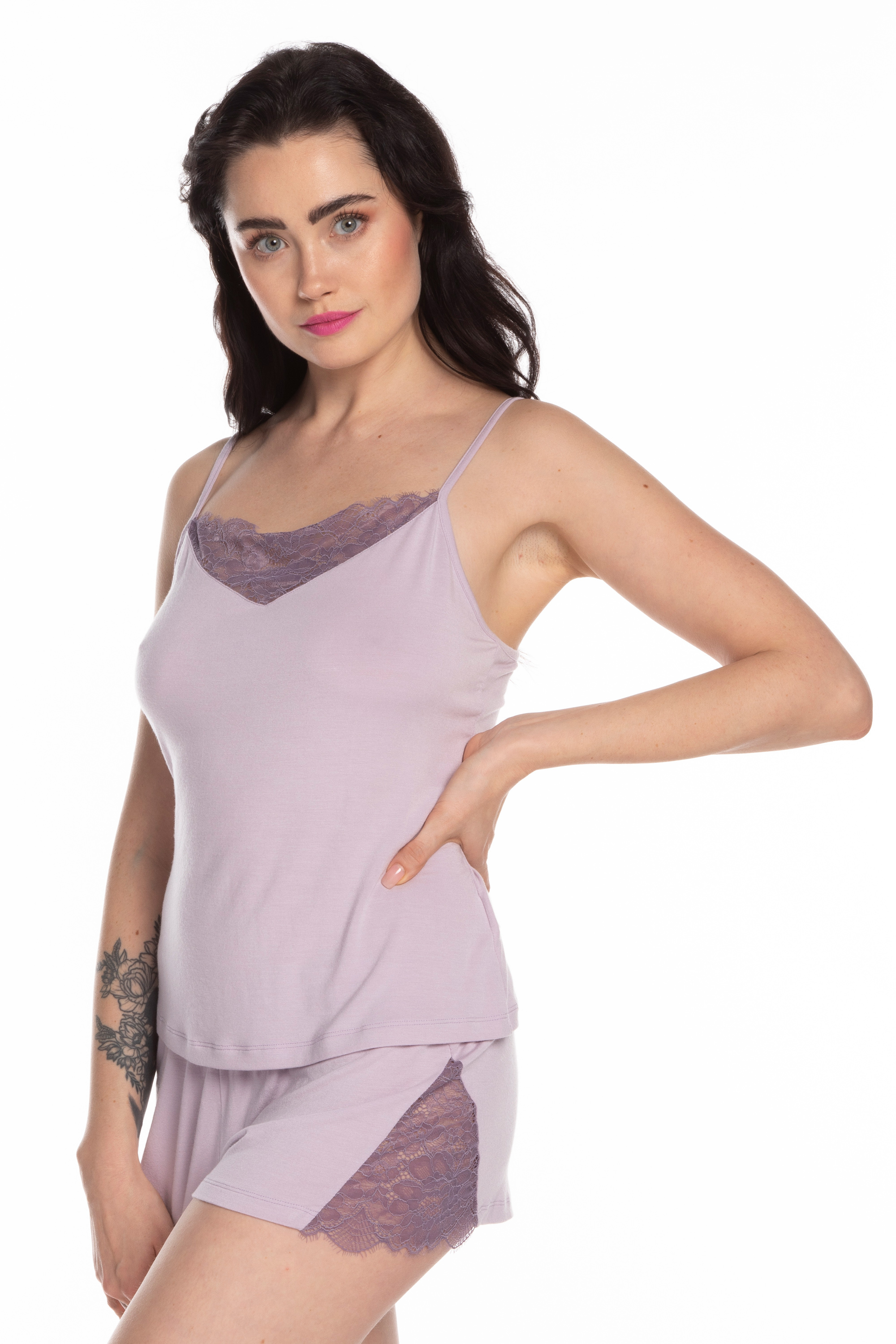 Пижама майка,шорты женская Effetto Lilac Rose 03217 S бузковая фото4