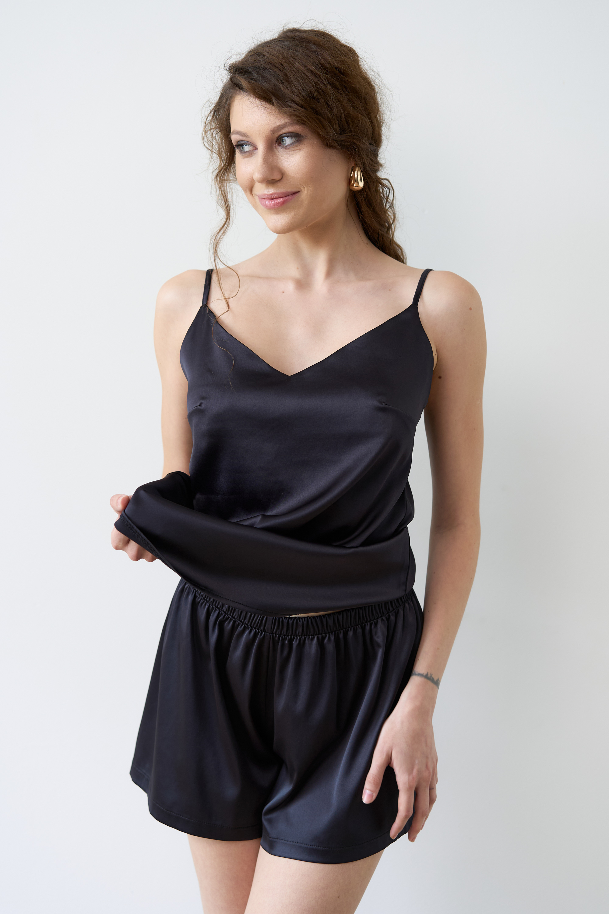 Пижама майка,шорты женская Effetto Satin Basic S03400 2XL черная фото3