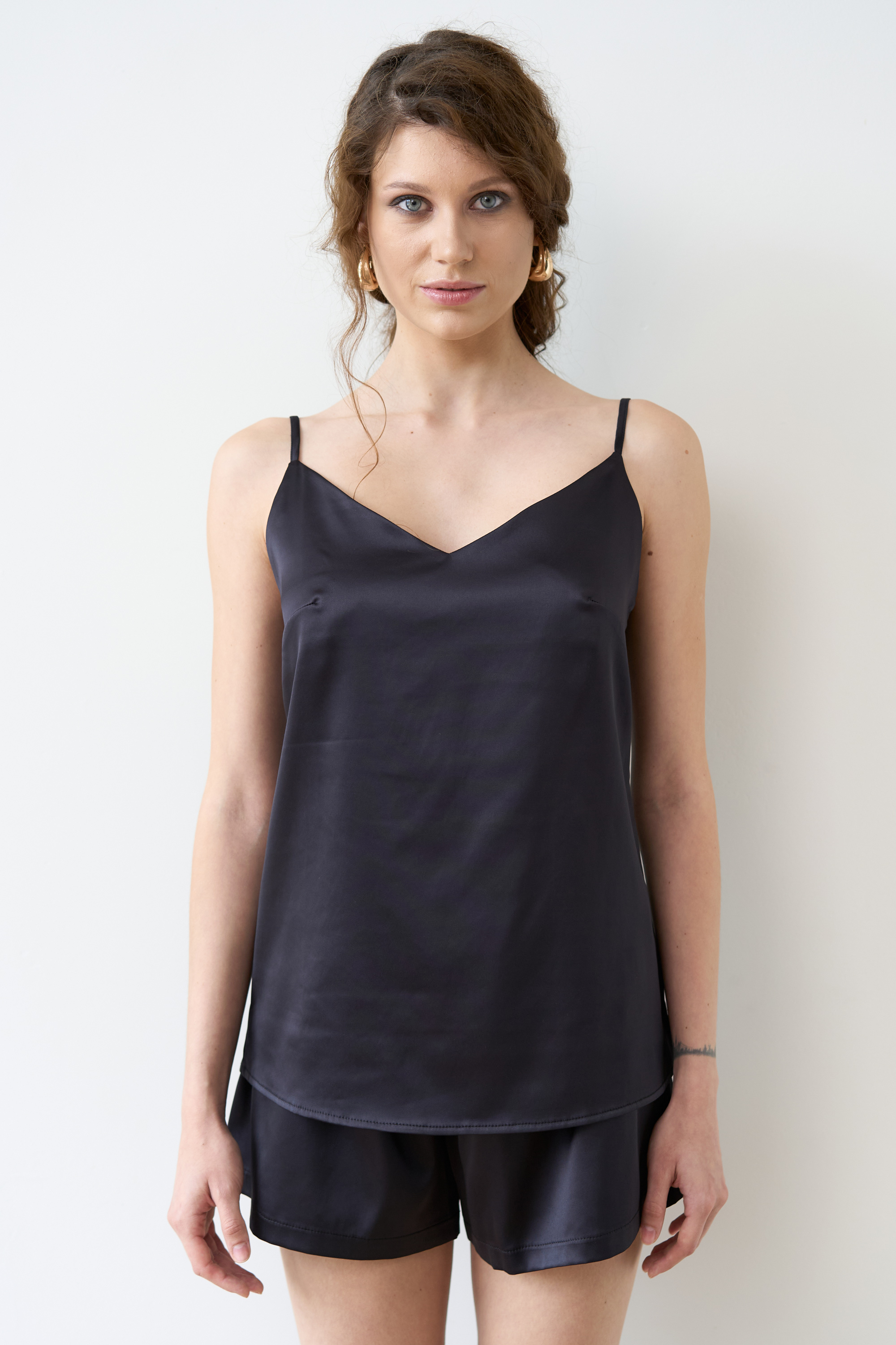 Пижама майка,шорты женская Effetto Satin Basic S03400P 4XL черная фото4