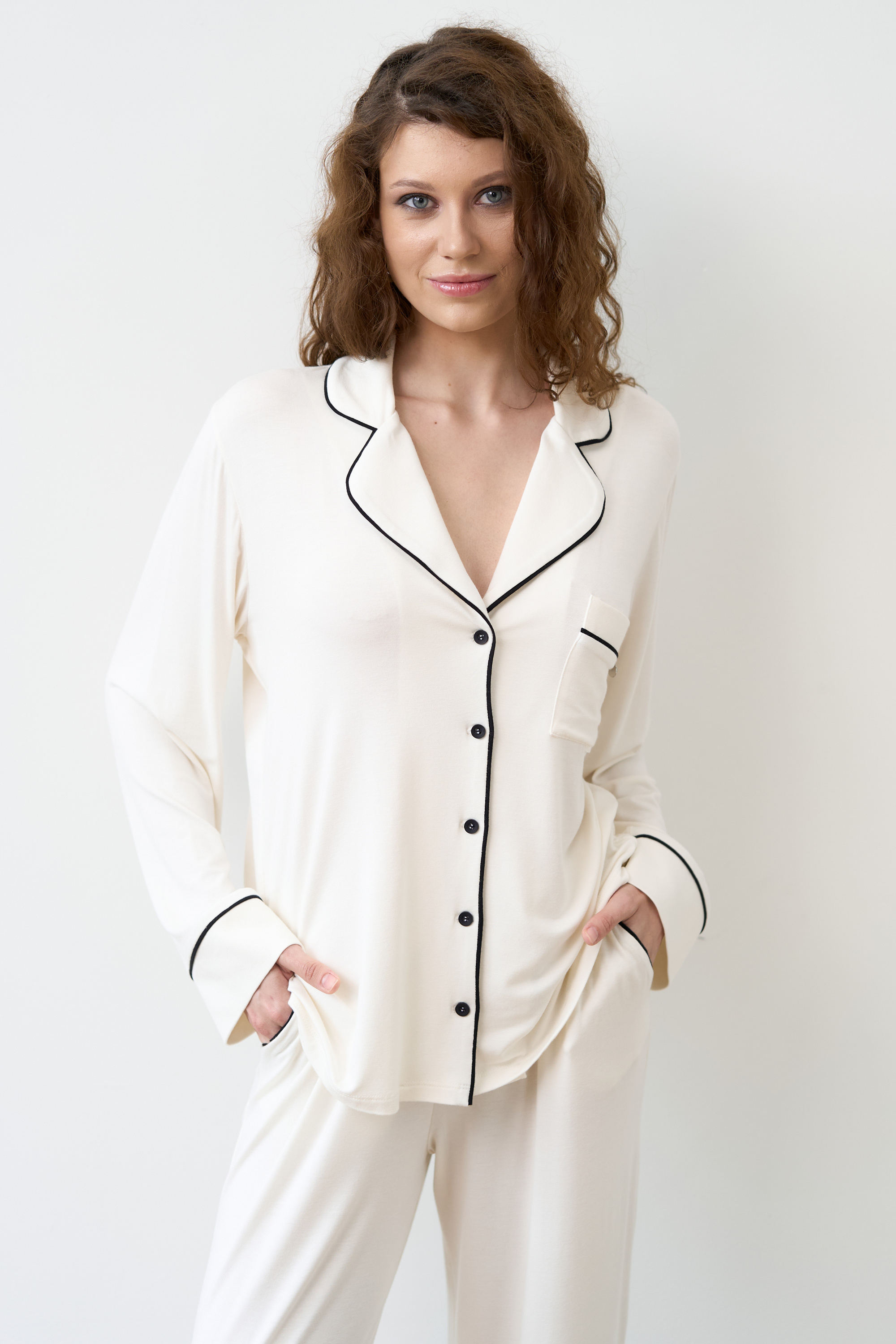 Пижама рубашка,штаны женская Effetto Basic 02116 L айвори фото4