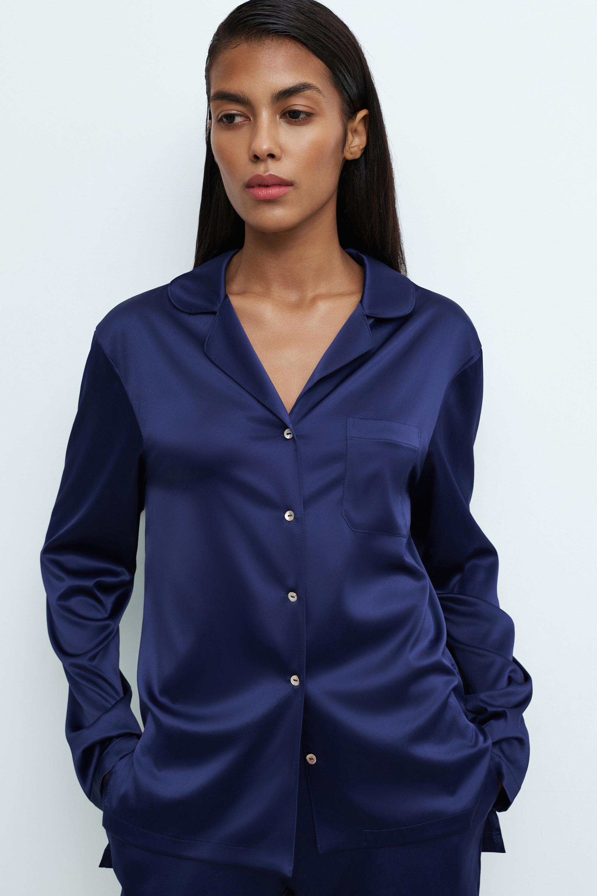 Пижама рубашка,штаны женская Effetto Satin Basic S03401 2XL синяя фото3