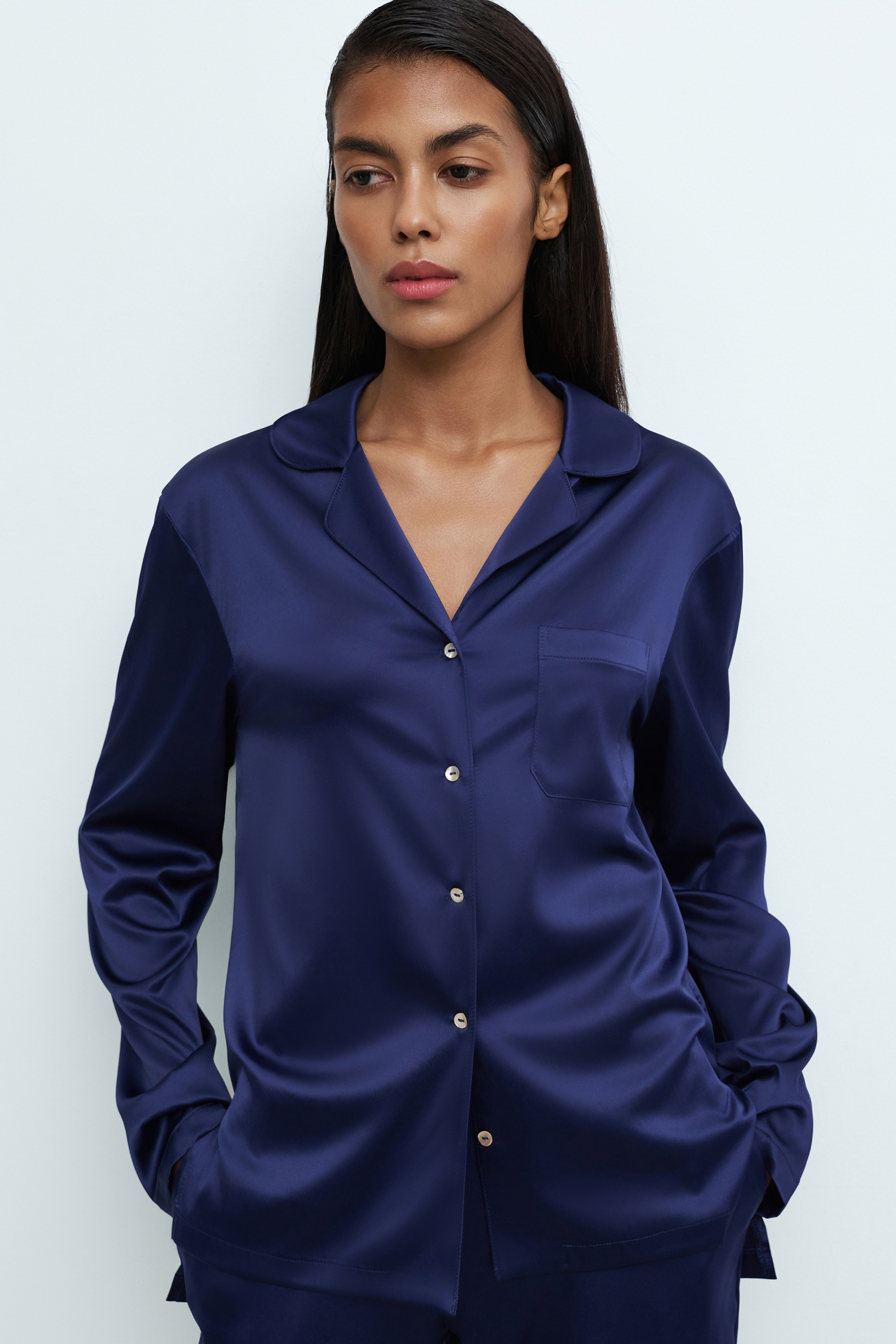 Пижама рубашка,штаны женская Effetto Satin Basic S03401P 3XL синяя фото3