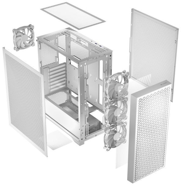 Корпус LogicConcept DART PRO MIDI WHITE MESH fans 4x120mm без БЖ ATX фото5