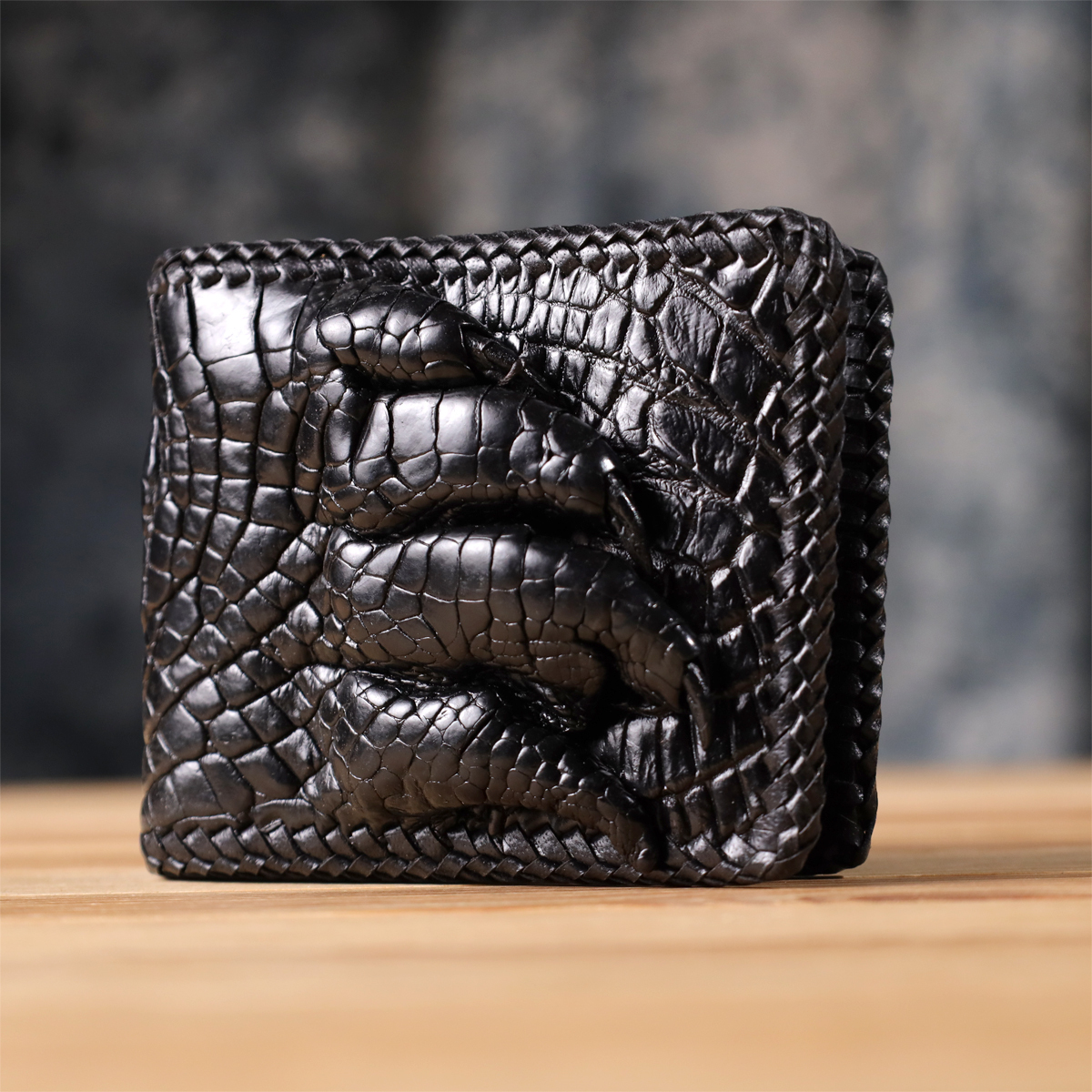 Гаманець чоловічий шкіряний Crocodile Leather 18004 чорний фото5