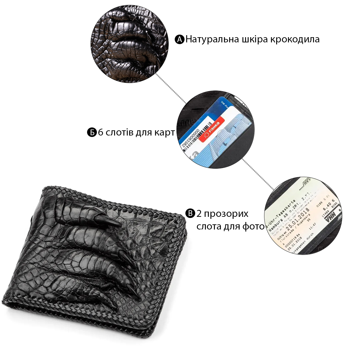 Гаманець чоловічий шкіряний Crocodile Leather 18004 чорний фото9