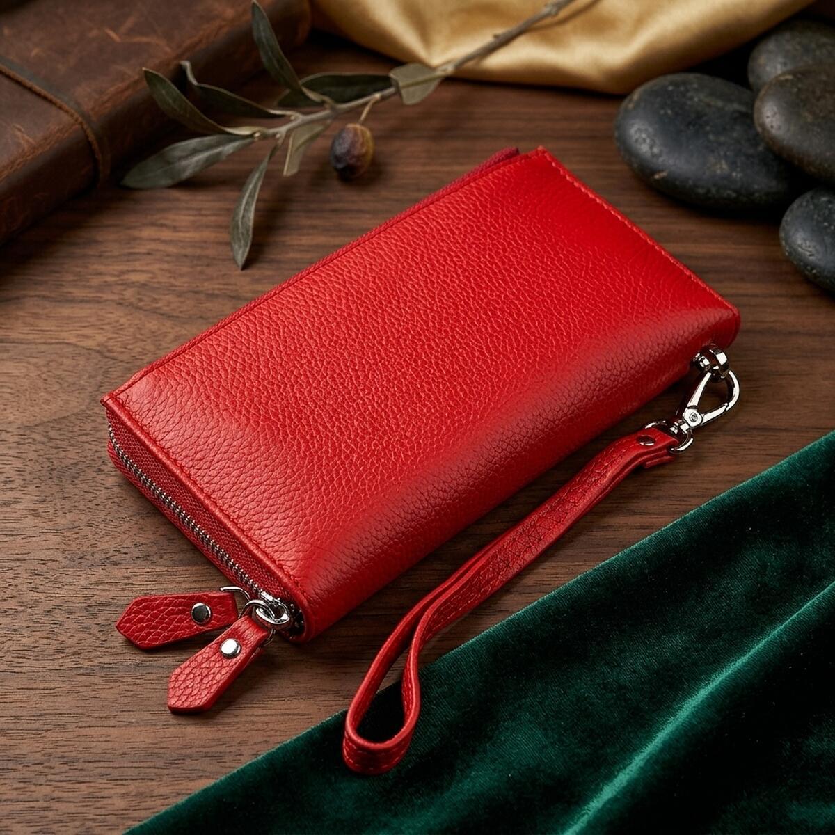 Кошелек женский кожаный St Leather 18381 красный фото3