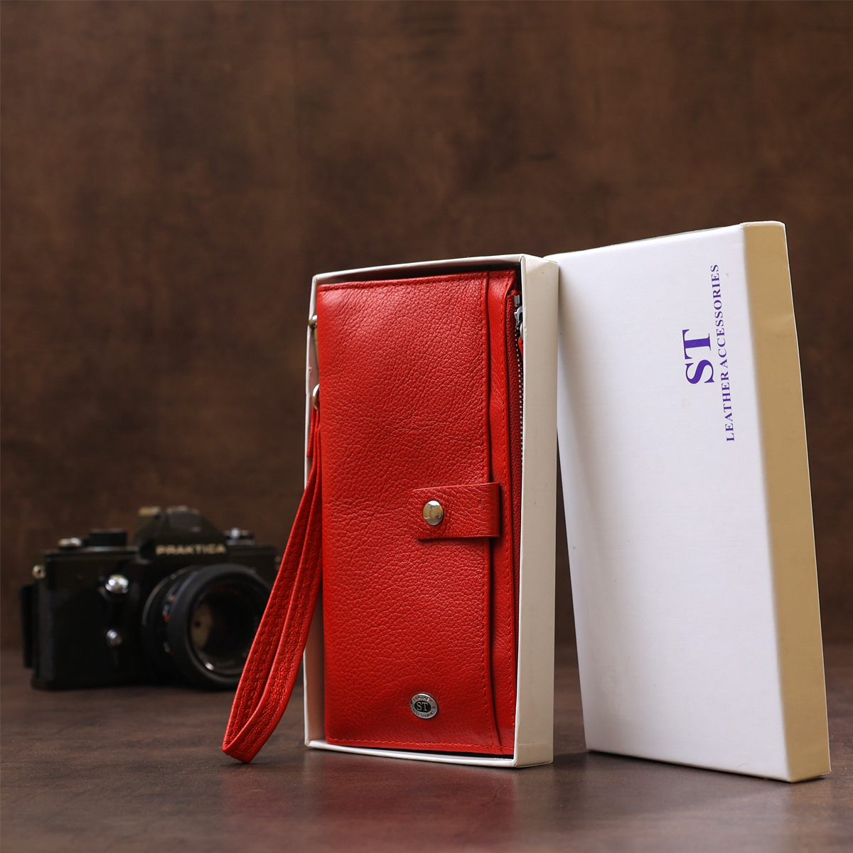 Кошелек женский кожаный St Leather 18381 красный фото13