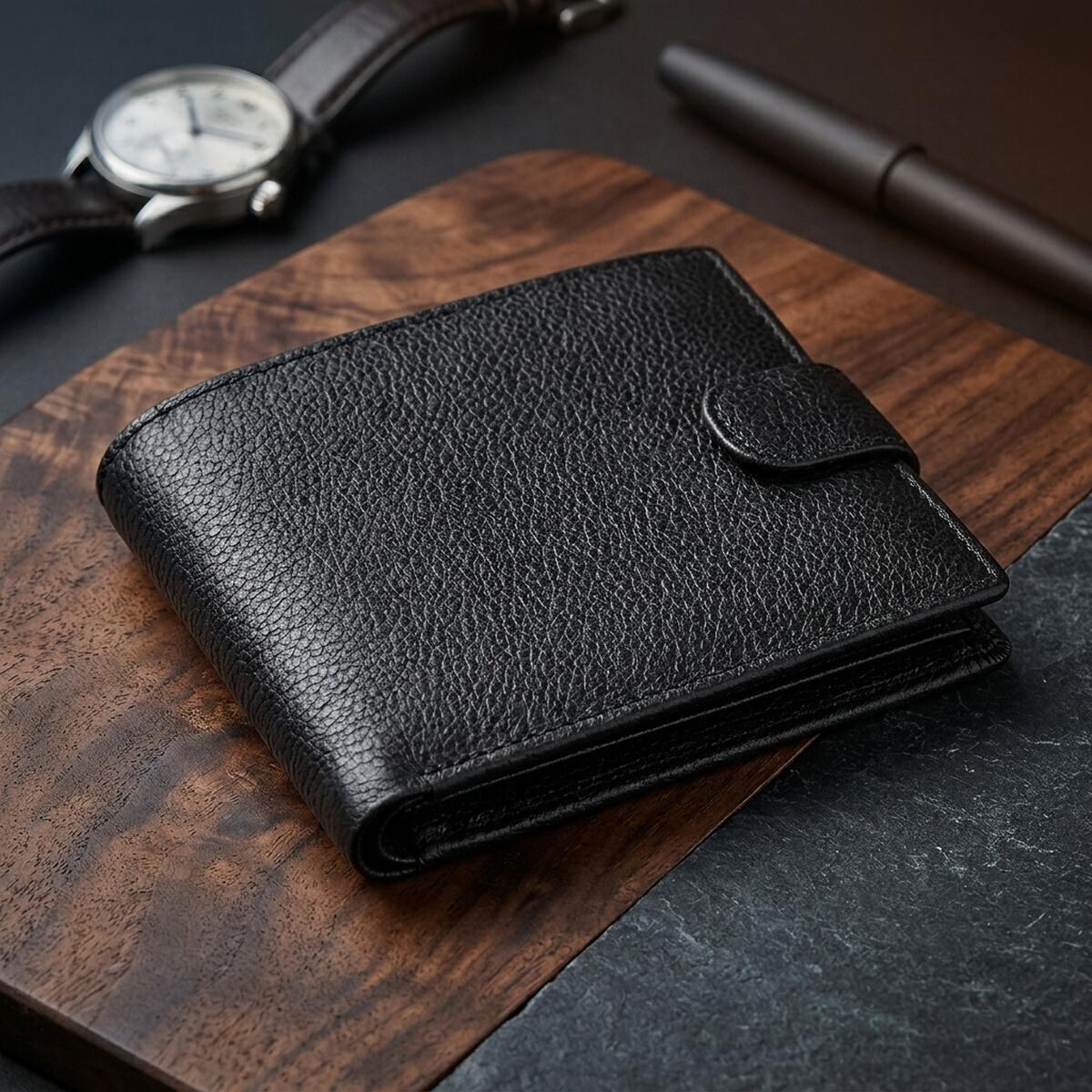 Кошелек мужкой кожаный St Leather 18328 черный фото3