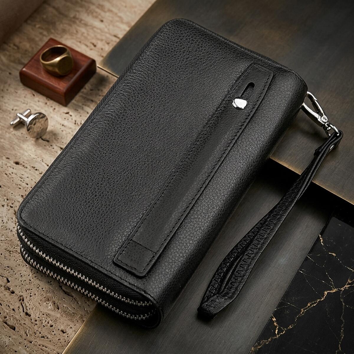 Кошелек мужкой кожаный St Leather 18451 черный фото3