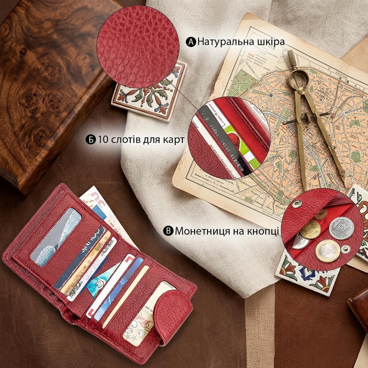 Гаманець жіночий шкіряний St Leather 18499 червоний фото13