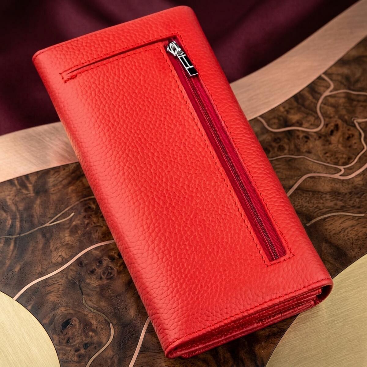 Кошелек женский кожаный St Leather 18858 красный фото3