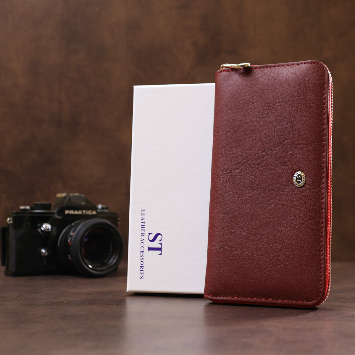 Кошелек женский кожаный St Leather 18865 красный фото13