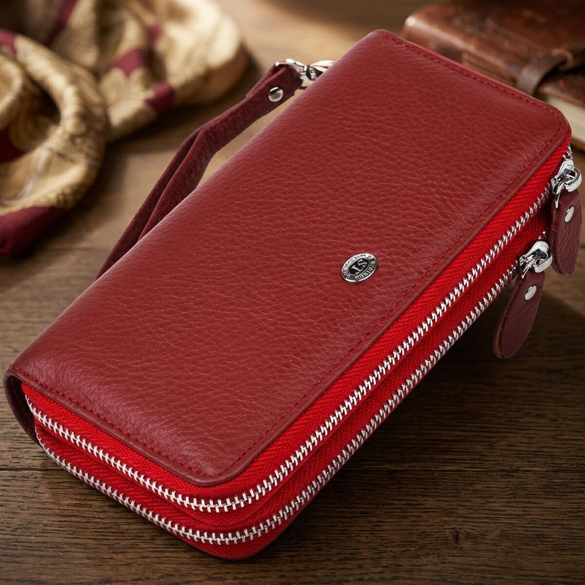 Кошелек женский кожаный St Leather 18868 красный фото4