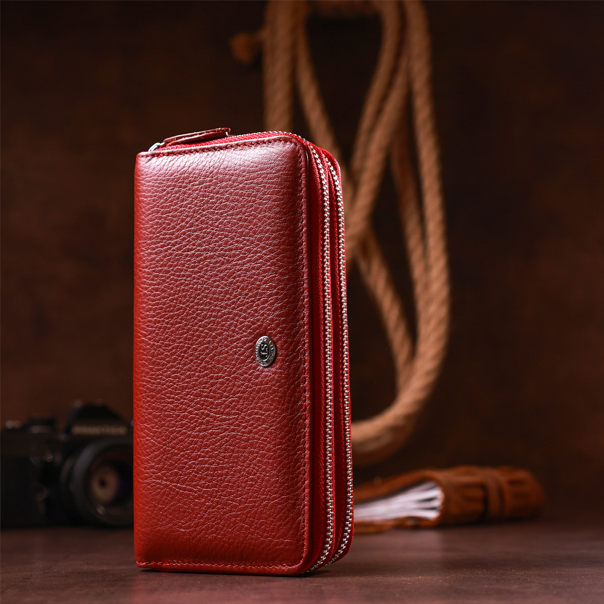 Кошелек женский кожаный St Leather 18868 красный фото15