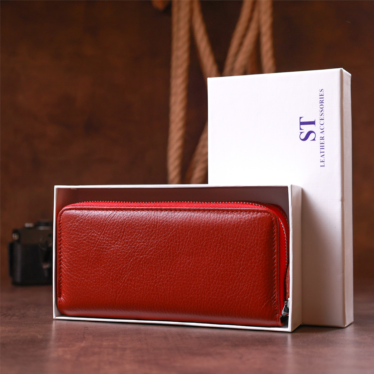 Кошелек женский кожаный St Leather 18868 красный фото17