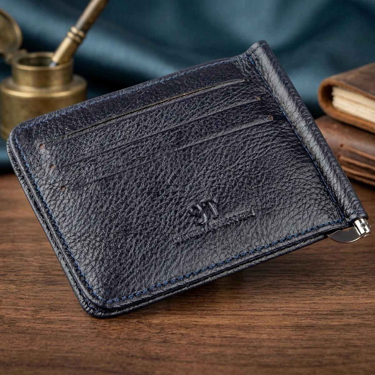Кошелек мужкой кожаный St Leather 18939 синий фото4