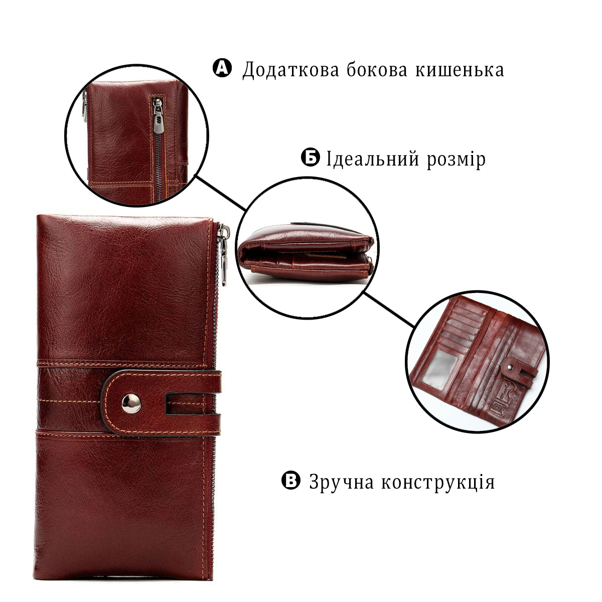 Кошелек женский кожаный Vintage 14906 бордовый фото8