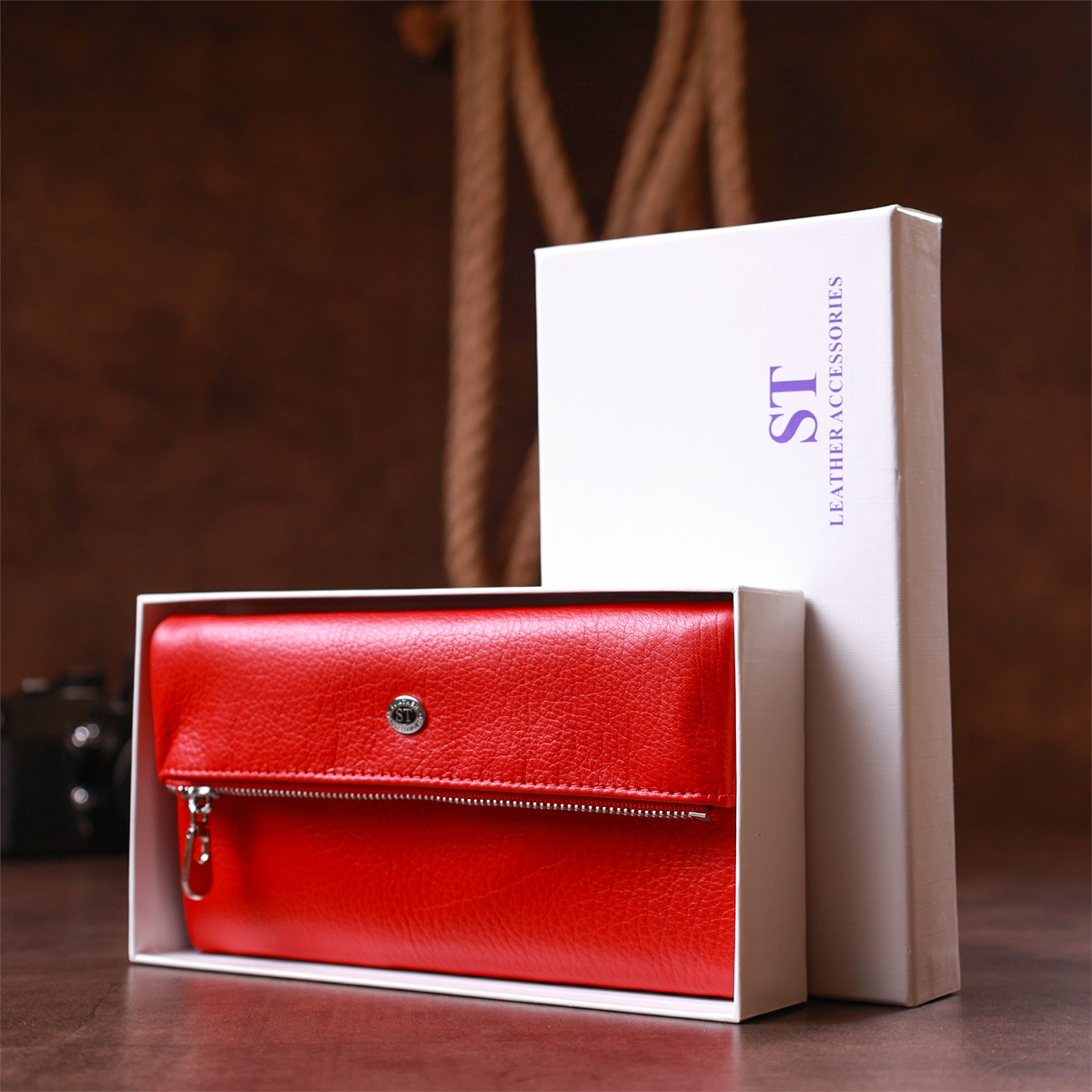 Кошелек женский кожаный St Leather 19256 красный фото9