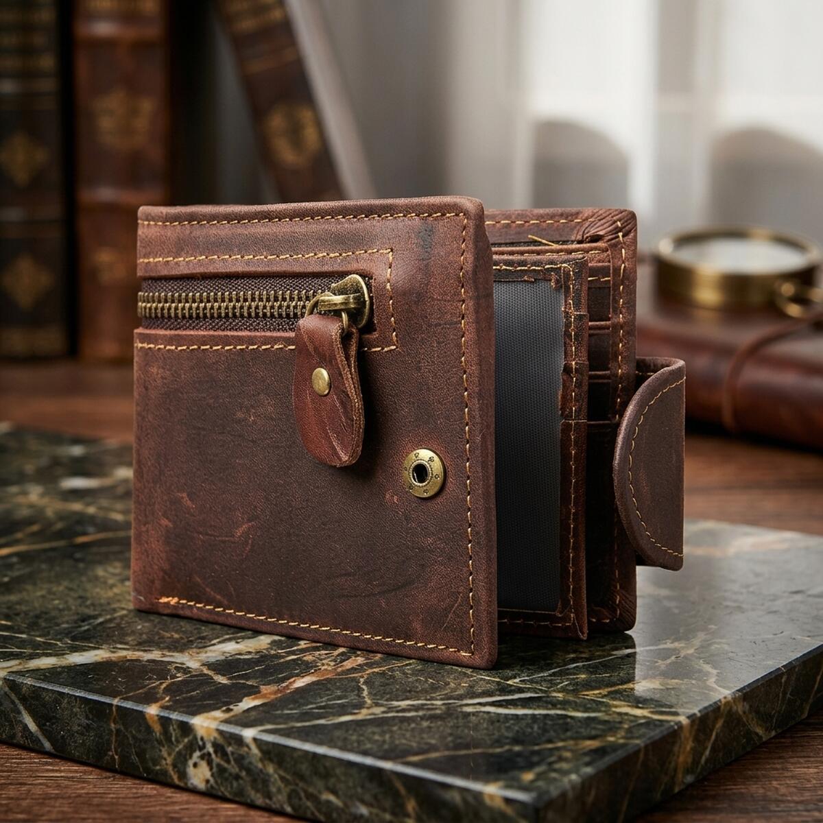 Кошелек мужкой кожаный Vintage 19297 коричневый фото4