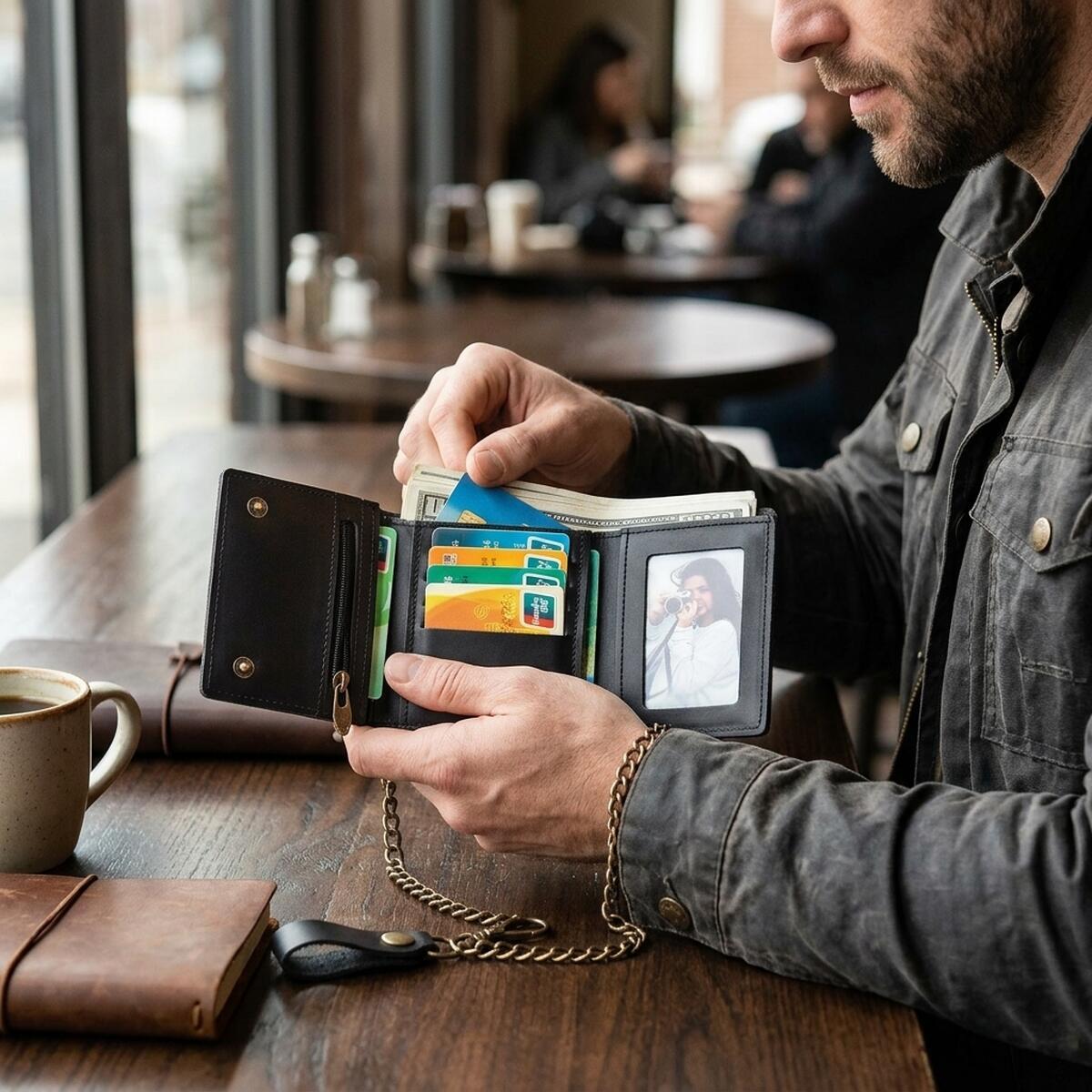 Кошелек кожаный Vintage 19304 черный фото2