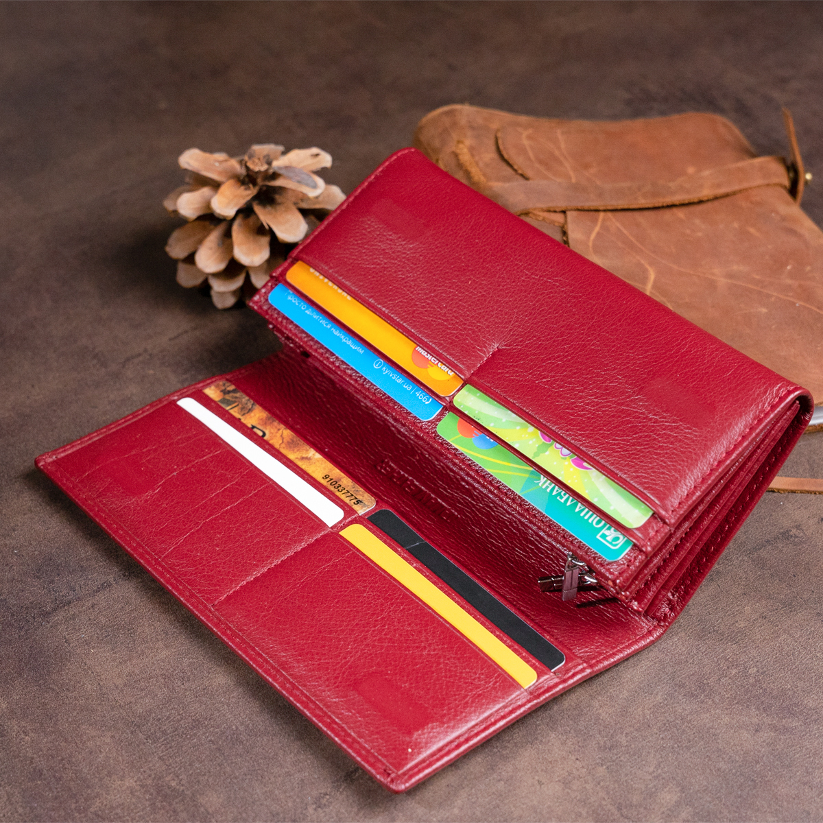 Кошелек женский кожаный St Leather 19339 бордовый фото12