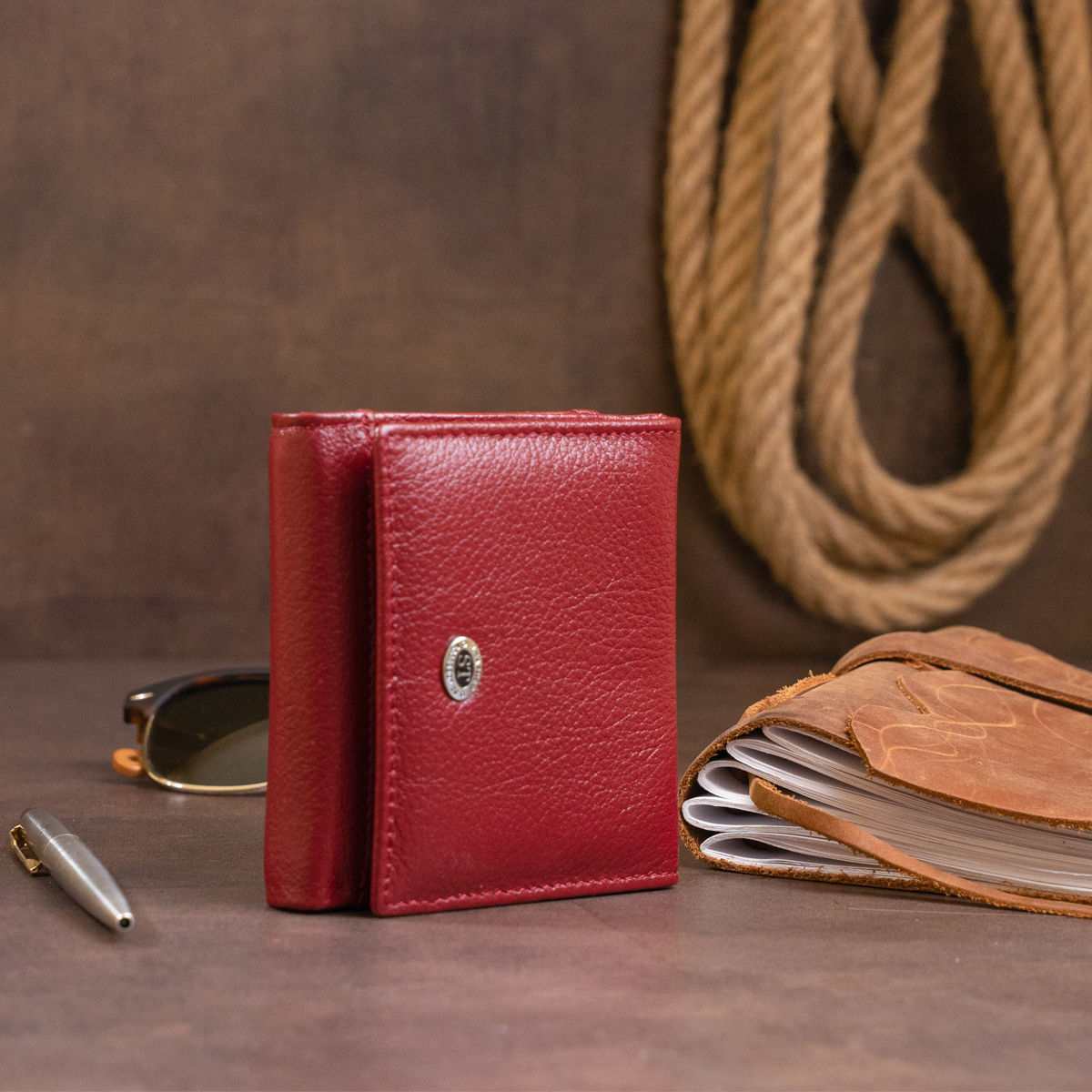 Кошелек женский кожаный St Leather 19353 бордовый фото12