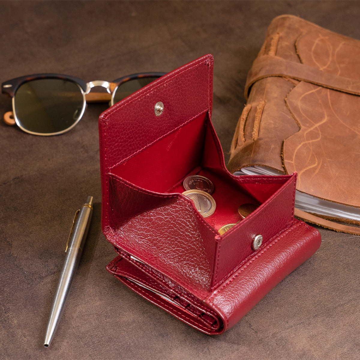Кошелек женский кожаный St Leather 19353 бордовый фото14