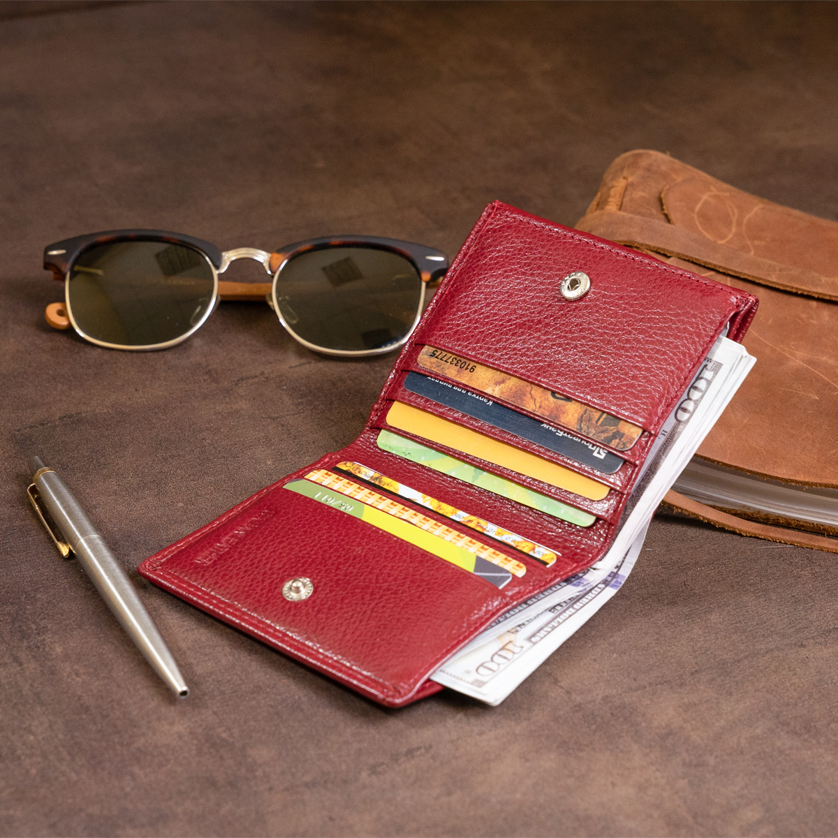 Кошелек женский кожаный St Leather 19353 бордовый фото15