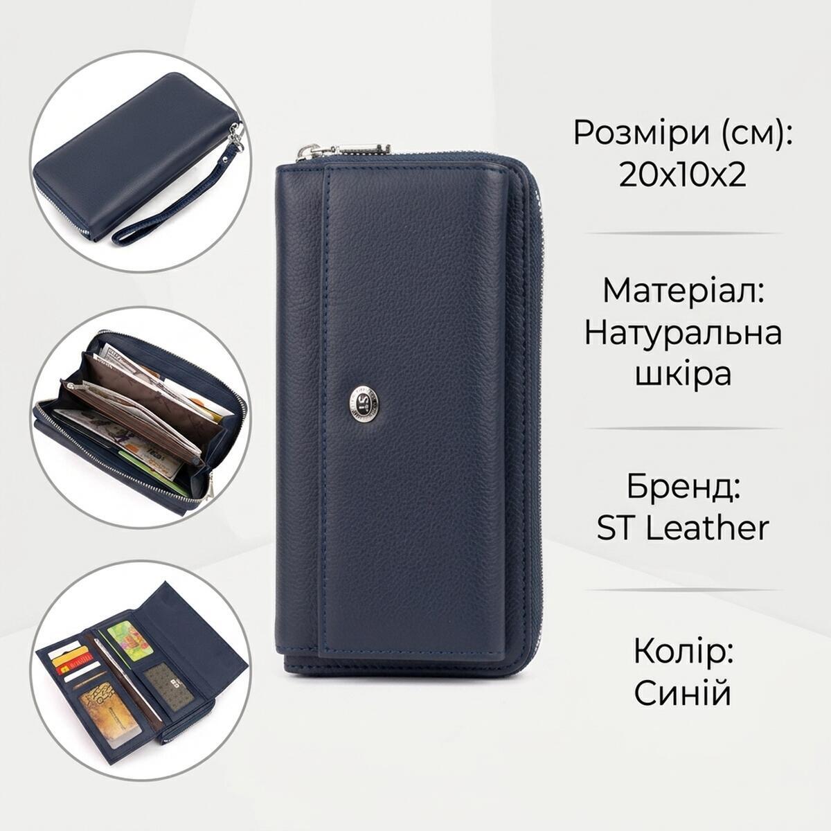 Кошелек женский кожаный St Leather 11310 синий фото3