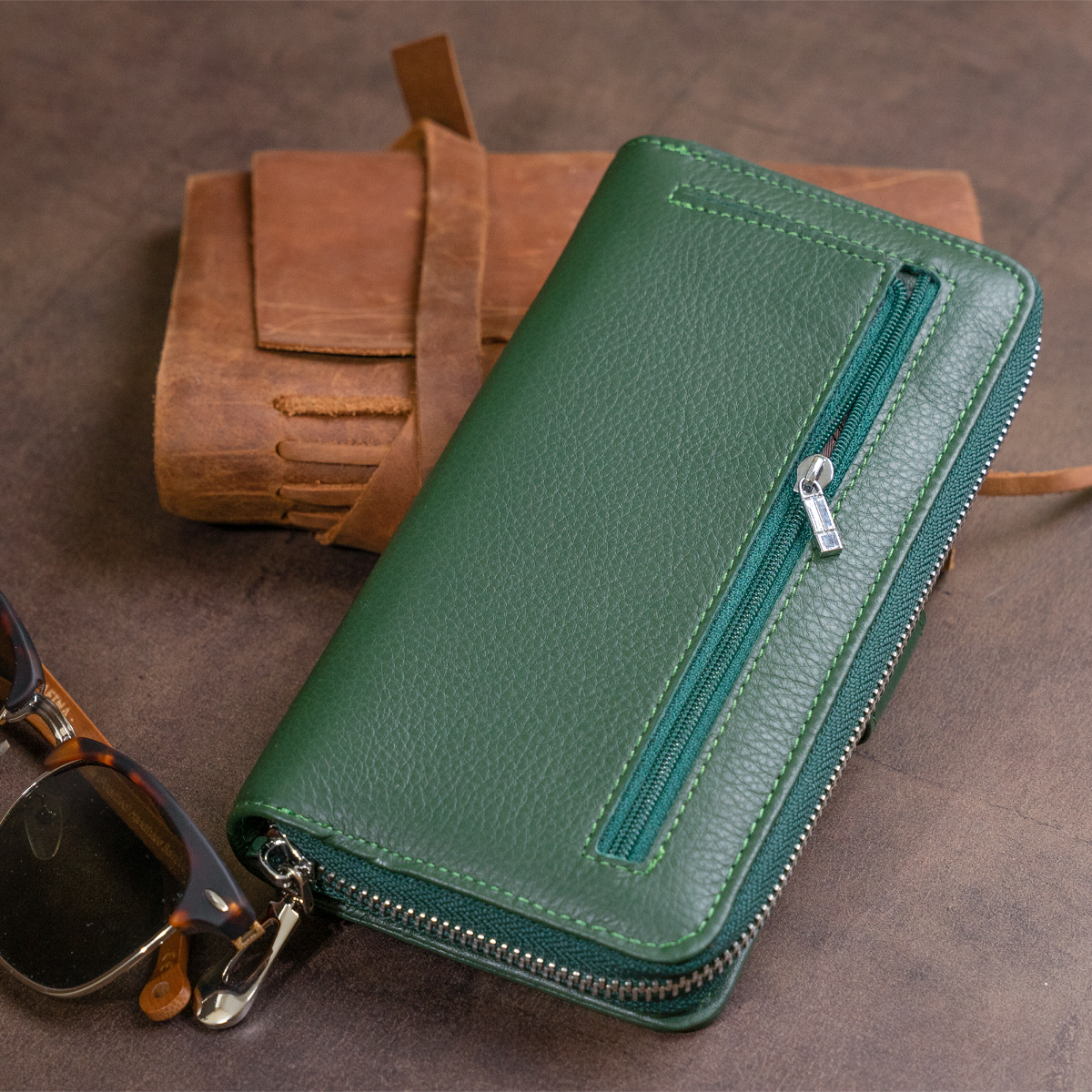 Гаманець шкіряний St Leather 11316 зелений фото14