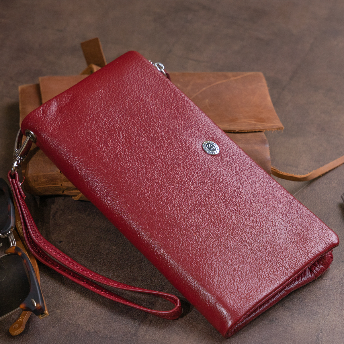 Кошелек женский кожаный St Leather 11321 бордовый фото15