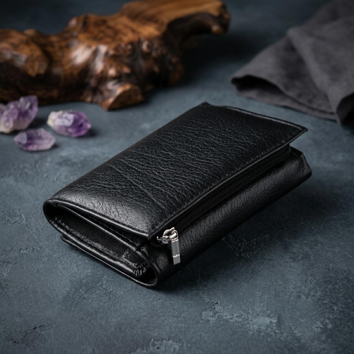 Кошелек кожаный St Leather 20422 черный фото4