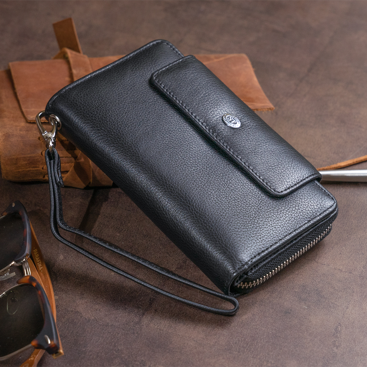 Гаманець жіночий шкіряний St Leather 20432 чорний фото15