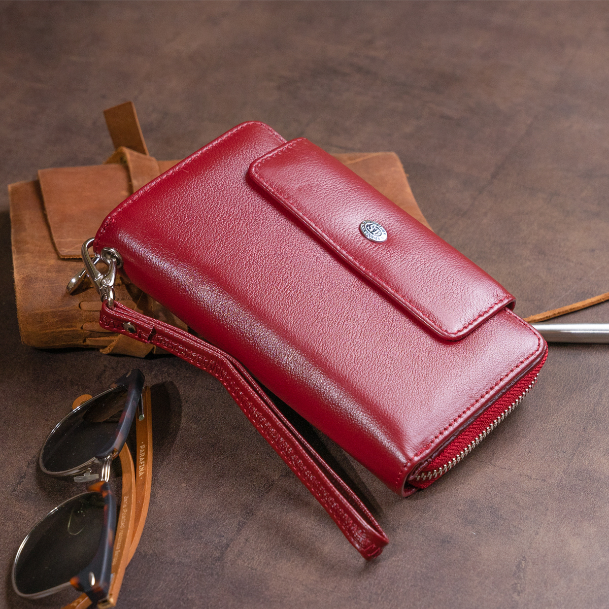 Кошелек женский кожаный St Leather 20437 бордовый фото11
